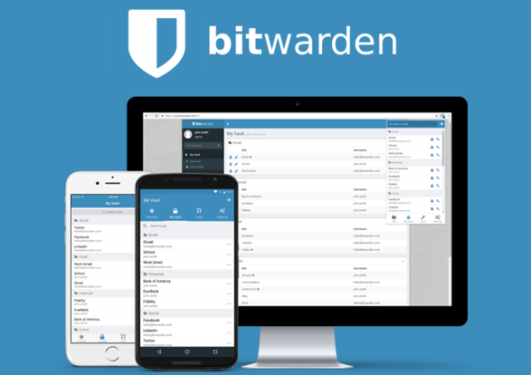 Captures d'écran du logiciel Bitwarden
